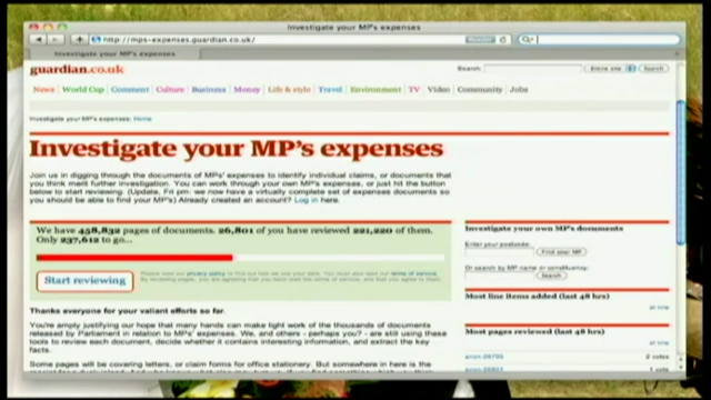 The Guardian's crowdsourcing platform for investigating UK MP expenses.