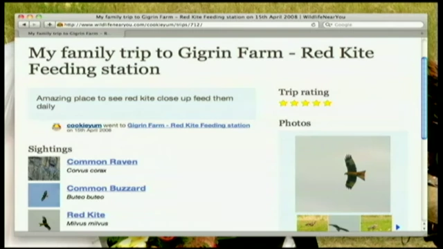 A trip report page on Wildlife Near You, detailing animal sightings and photos.