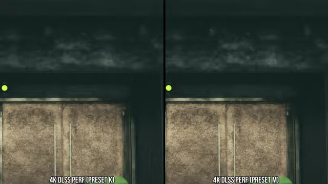 《绝地求生：幸存者》中DLSS Performance (Preset K) 和 DLSS Performance (Preset M) 在环境光遮蔽闪烁方面的比较
