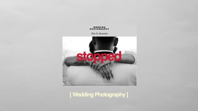 The word "stopped" overlaid on an image of a couple, symbolizing the end of his wedding photography venture.