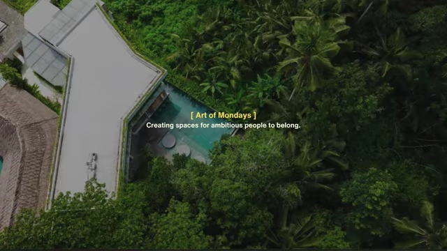 An aerial view of a luxurious villa surrounded by lush greenery, representing Art of Mondays' focus on creating spaces for ambitious people.