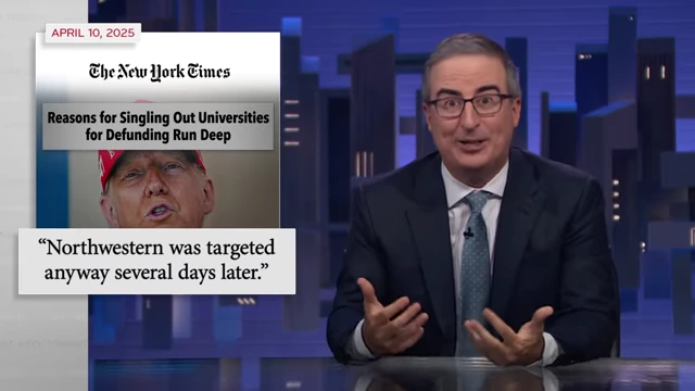 A New York Times headline from 2025 reports on Northwestern University being targeted for defunding despite its efforts.