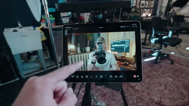 Sony "Monitor & Control" app on iPad, showing live camera feed and controls
