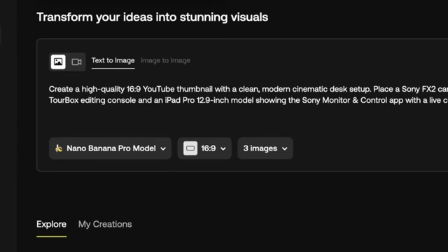 Nano Banana Pro text-to-image interface for generating visuals based on prompts