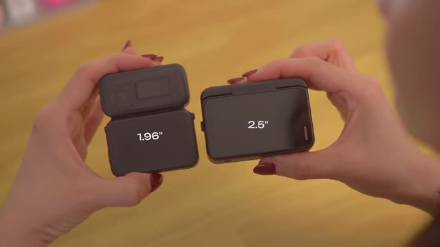Screen size comparison between DJI Osmo Nano (1.96") and Insta360 GO Ultra (2.5")