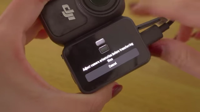 DJI Osmo Nano requires camera orientation adjustment for file transfer
