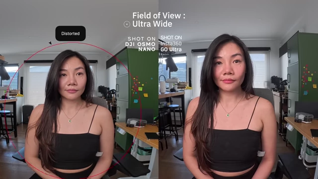 Ultra-wide field of view comparison, showing distortion on DJI Osmo Nano (left)