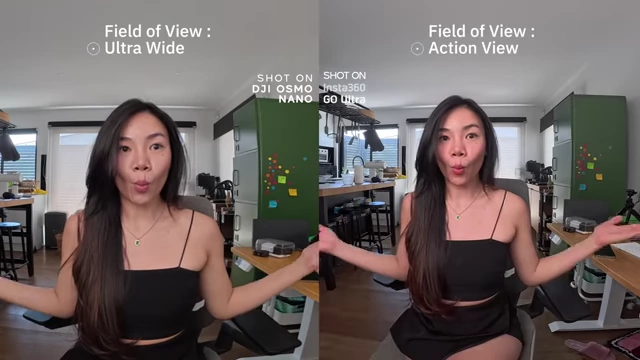 Insta360 GO Ultra's Action View (right) offering a wider perspective compared to Ultra Wide (left)