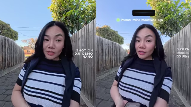Wind noise reduction comparison between DJI Osmo Nano (left) and Insta360 GO Ultra (right)