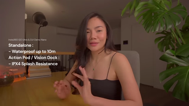 Waterproof and splash resistance specifications for both cameras and their docks