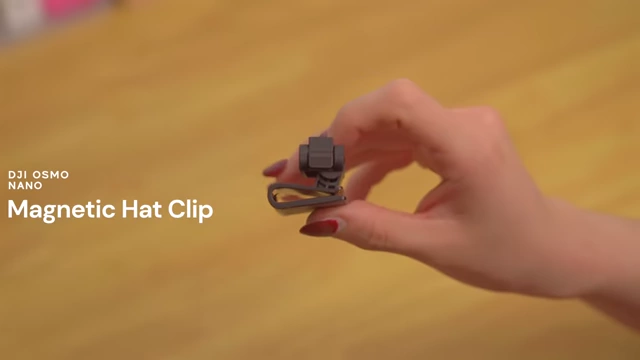 DJI Osmo Nano's magnetic hat clip allows direct attachment to the lanyard for POV adjustments