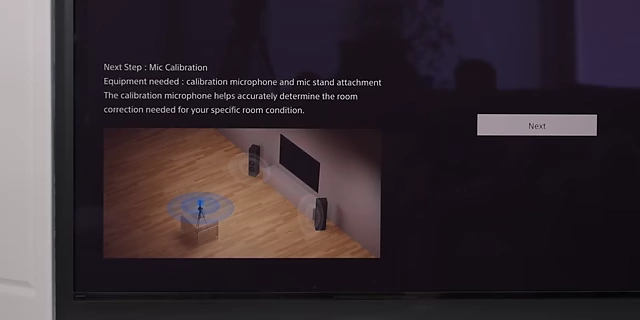 An onscreen guide for microphone placement during audio calibration