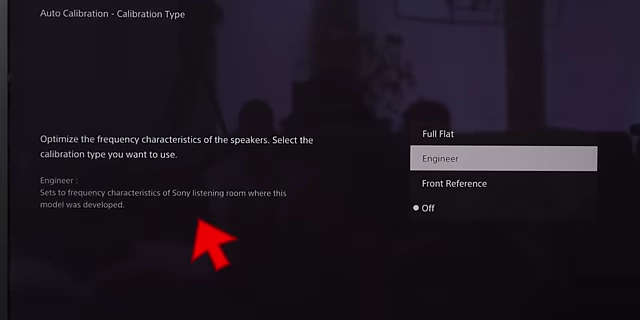 The auto-calibration screen offering "Engineer" as a setting to optimize frequency characteristics