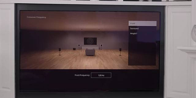 The crossover frequency setting for the front speakers set to 120 Hz during calibration