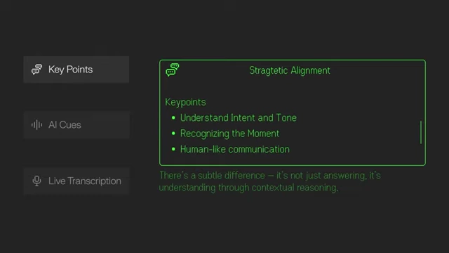 Conversate providing AI cues and key points for strategic alignment during a conversation