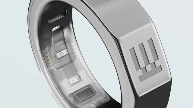 Even R1 smart ring showing internal components and materials