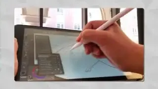 A hand drawing on an iPad with a stylus.