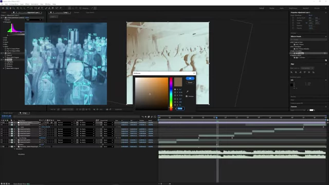 After Effects interface demonstrating the tri-tone effect applied to achieve the blueish-white color scheme