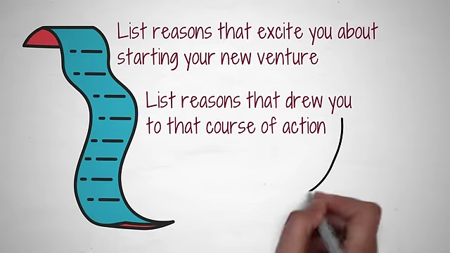 Creating a list of exciting reasons for a new venture to replace anxiety with positive emotions.