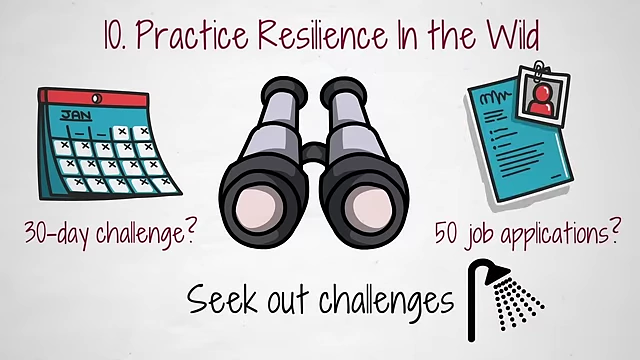Seeking out challenges like 30-day challenges or cold showers to build capacity for resilience.