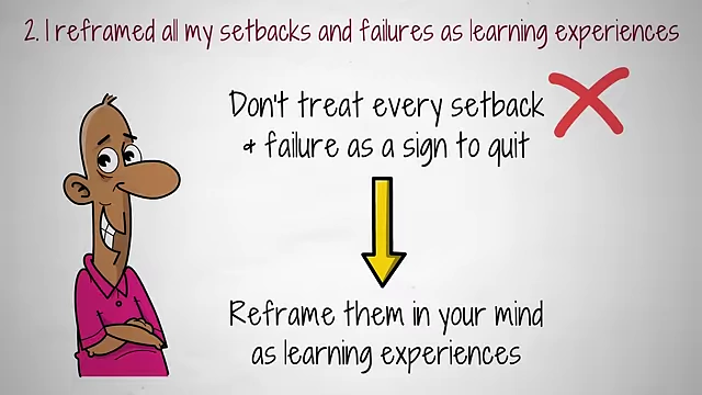 Reframing setbacks and failures as valuable learning experiences rather than reasons to quit.