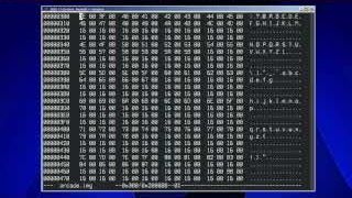 Hexadecimal view of the dumped ROM data, showing a mix of structured and unstructured patterns
