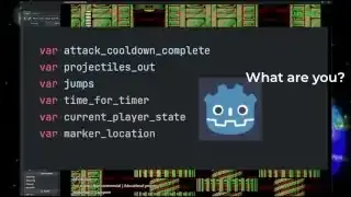 A code snippet showing examples of dynamically typed variables (`var attack_cooldown_complete`) and a gear icon asking "What are you?", illustrating the engine's runtime effort.