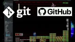 The Git and GitHub logos displayed next to a Godot game scene, emphasizing their use for version control.