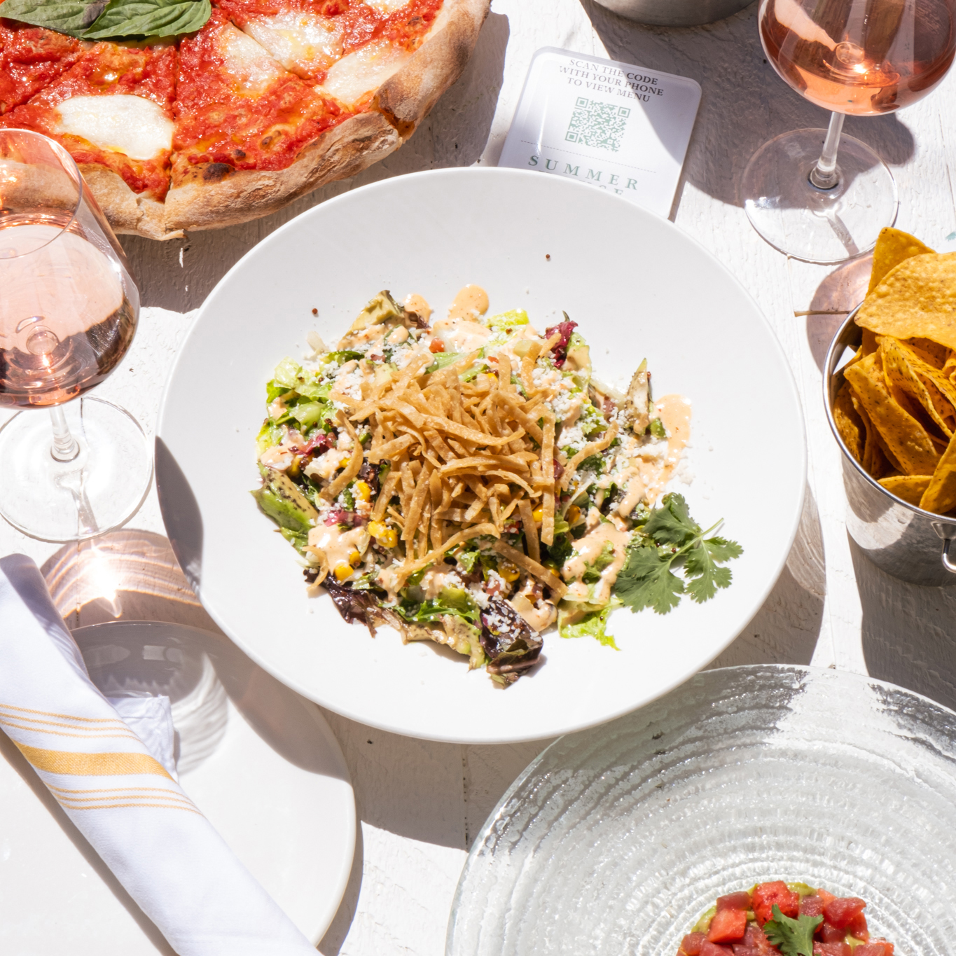 Spread with Pizza, Costa Mesa Salad, Rosé, and more at Summer House