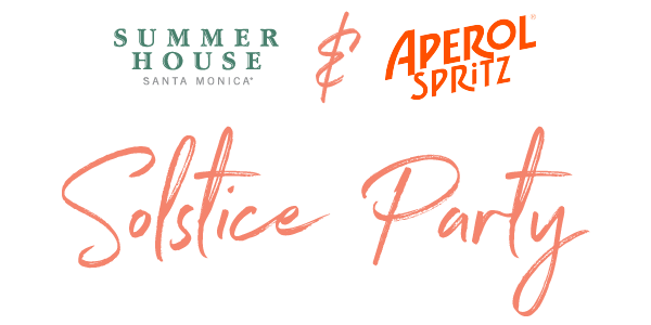 summer house and aperol spritz logos, side-by-side, above the text in a handwritten font, 