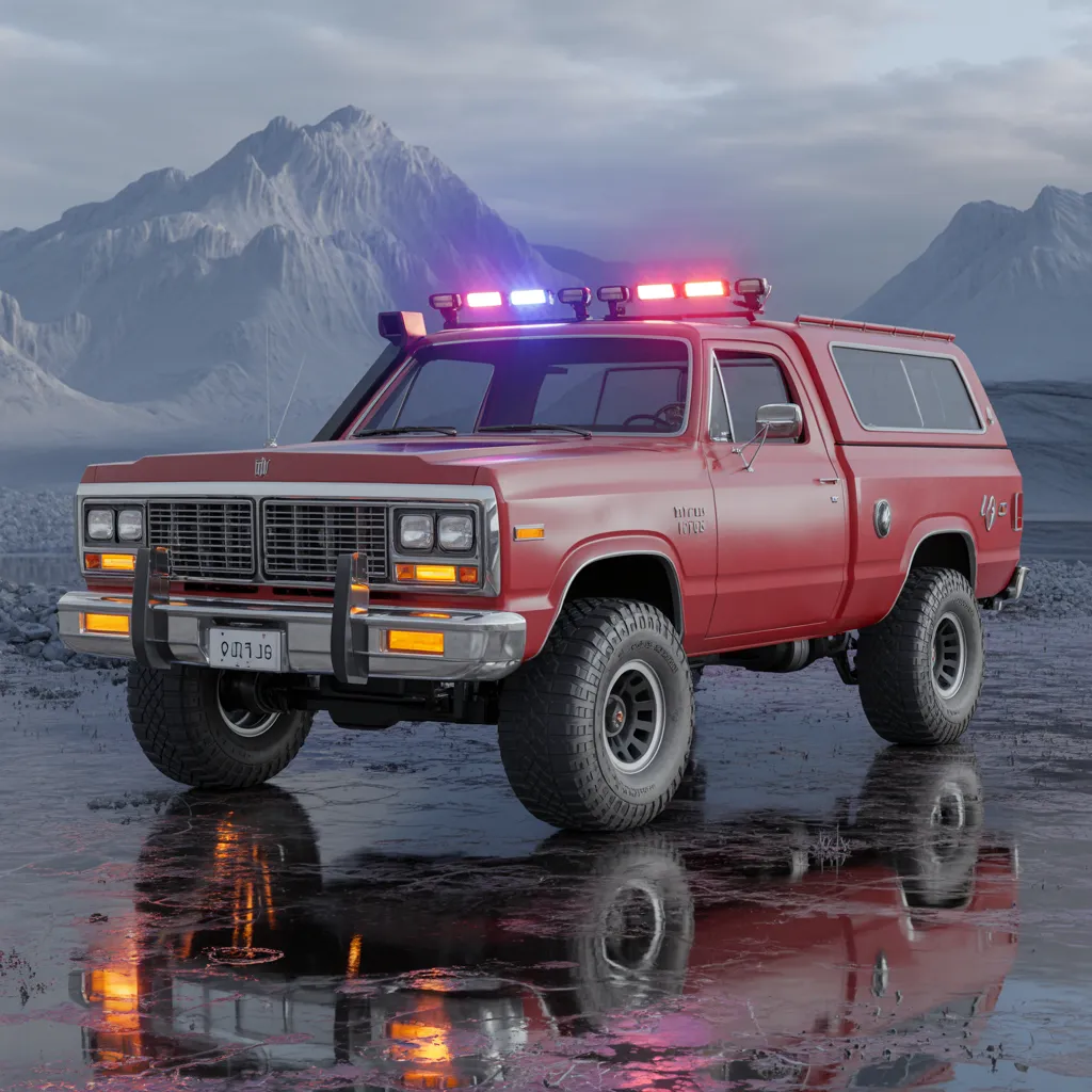 A Full Size Red1983 Ramcharger Se Truck (Cloned) artwork 2