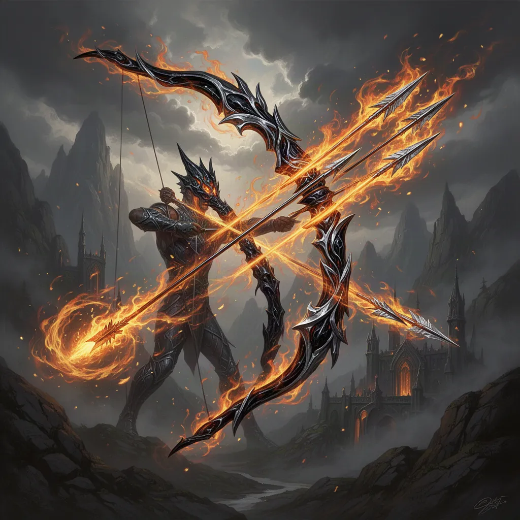 Artwork for Obsidian Elemental Fire Longbow