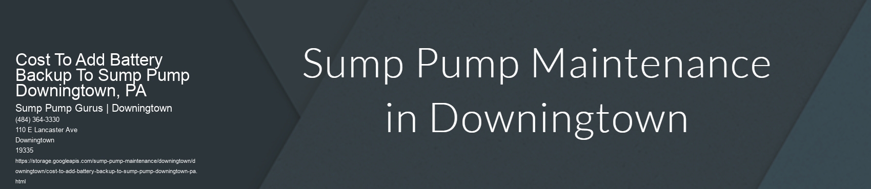 Cost To Add Battery Backup To Sump Pump Downingtown, PA