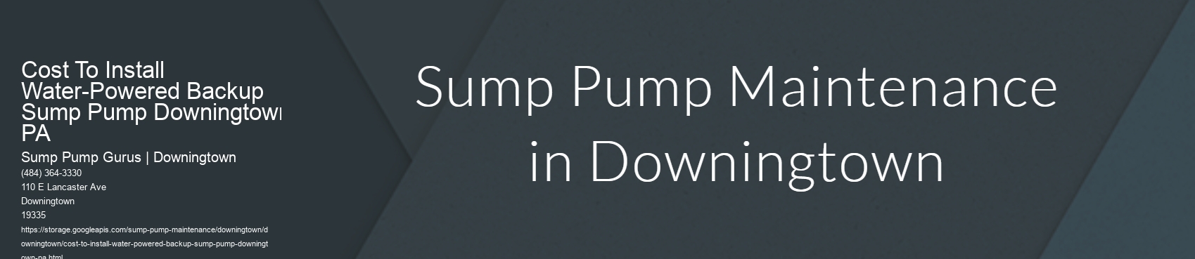 Cost To Install Water-Powered Backup Sump Pump Downingtown, PA