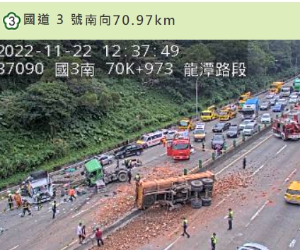 國道3號龍潭段聯結車釀禍 北上全車道封閉