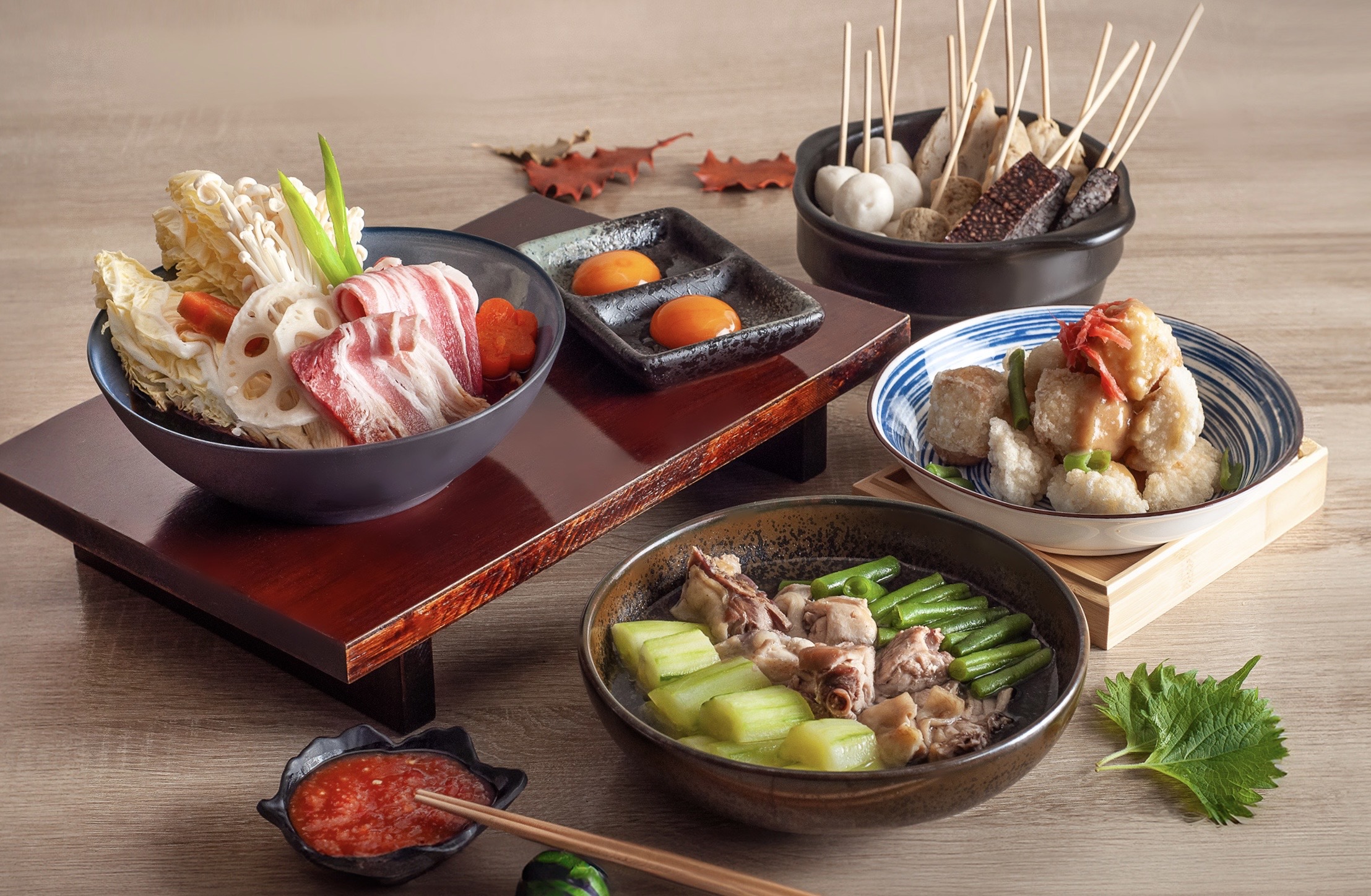 暖心暖胃的「關東煮」及鹹甜滋味的「豬肉壽喜燒」，日式家常料理也能吃得到。