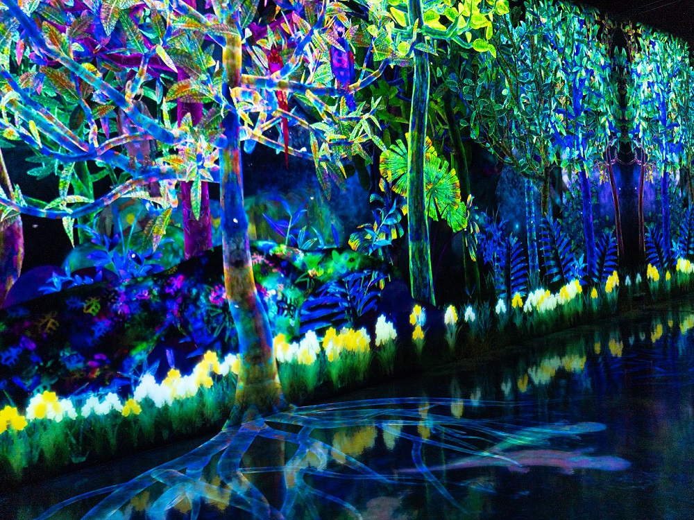 日本知名的光影藝術創作團隊team Lab也於BOSS E・ZO FUKUOKA館內打造了常設美術館”team Lab★Forest.”