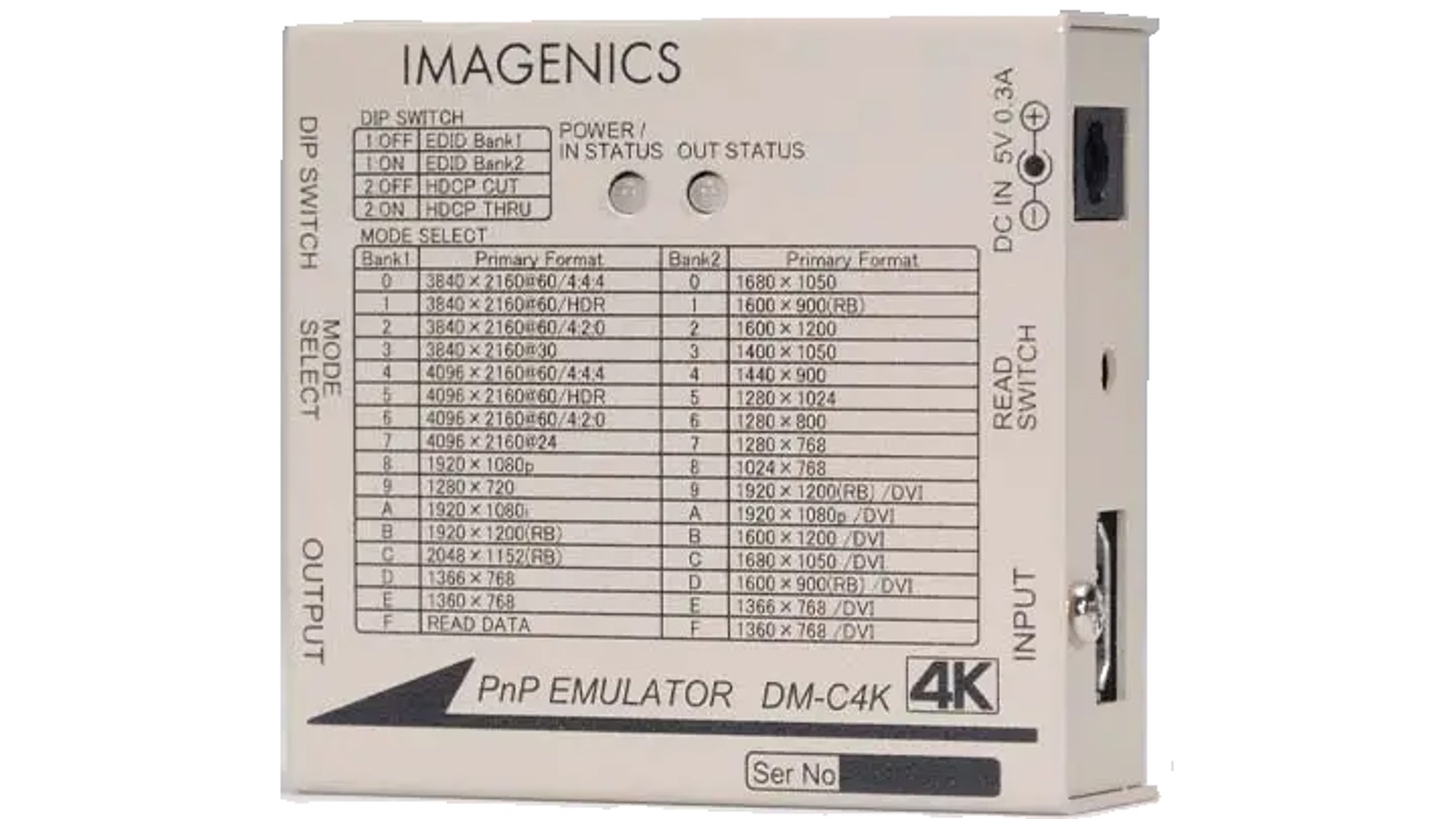 HDMIプラグアンドプレイエミュレーター IMAGENICS DM-C4K レンタル