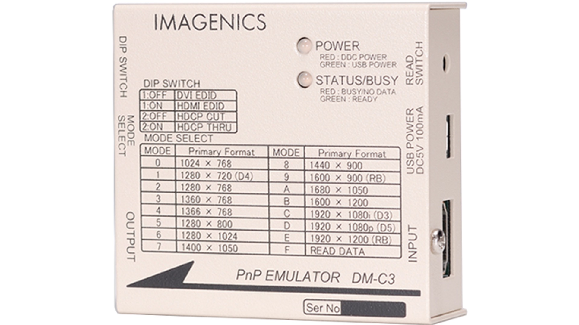 プラグアンドプレイエミュレーター IMAGENICS DM-C3 レンタル