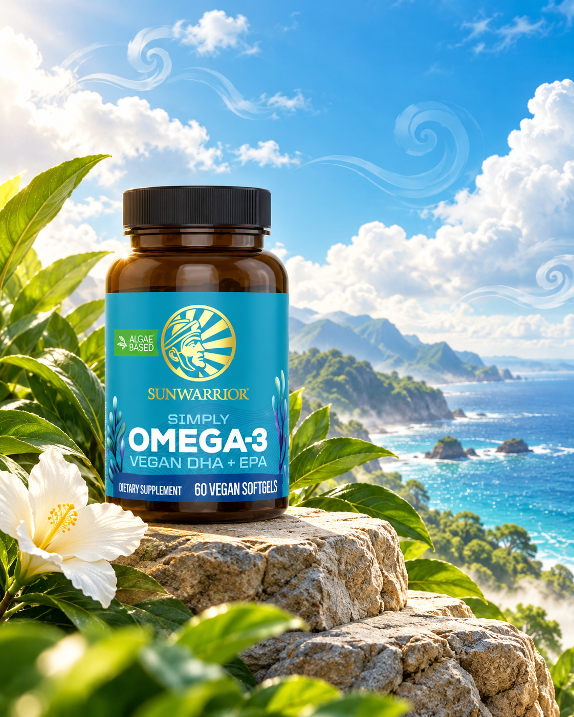Sunwarrior Simply Omega-3 entre nubes y naturaleza