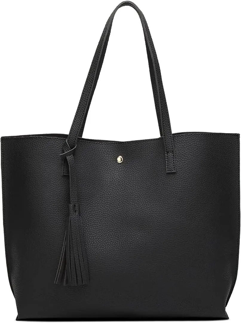 Women's Soft Faux Leather Tote Shoulder Bag from Dreubea, Big Capacity Tassel Handbag