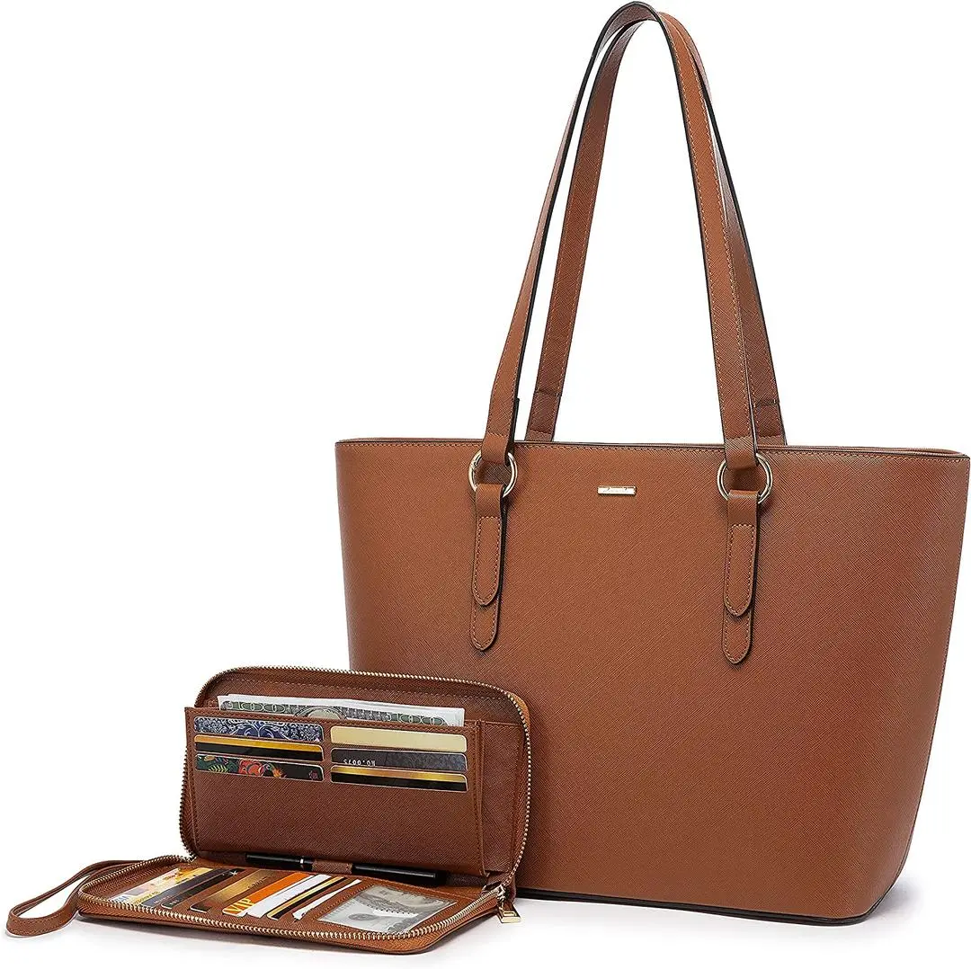 Purses and Wallet Set for Women, Work Tote Purse Shoulder Bag, Fashion Handbags with Matching Wallets Set 2 Pcs