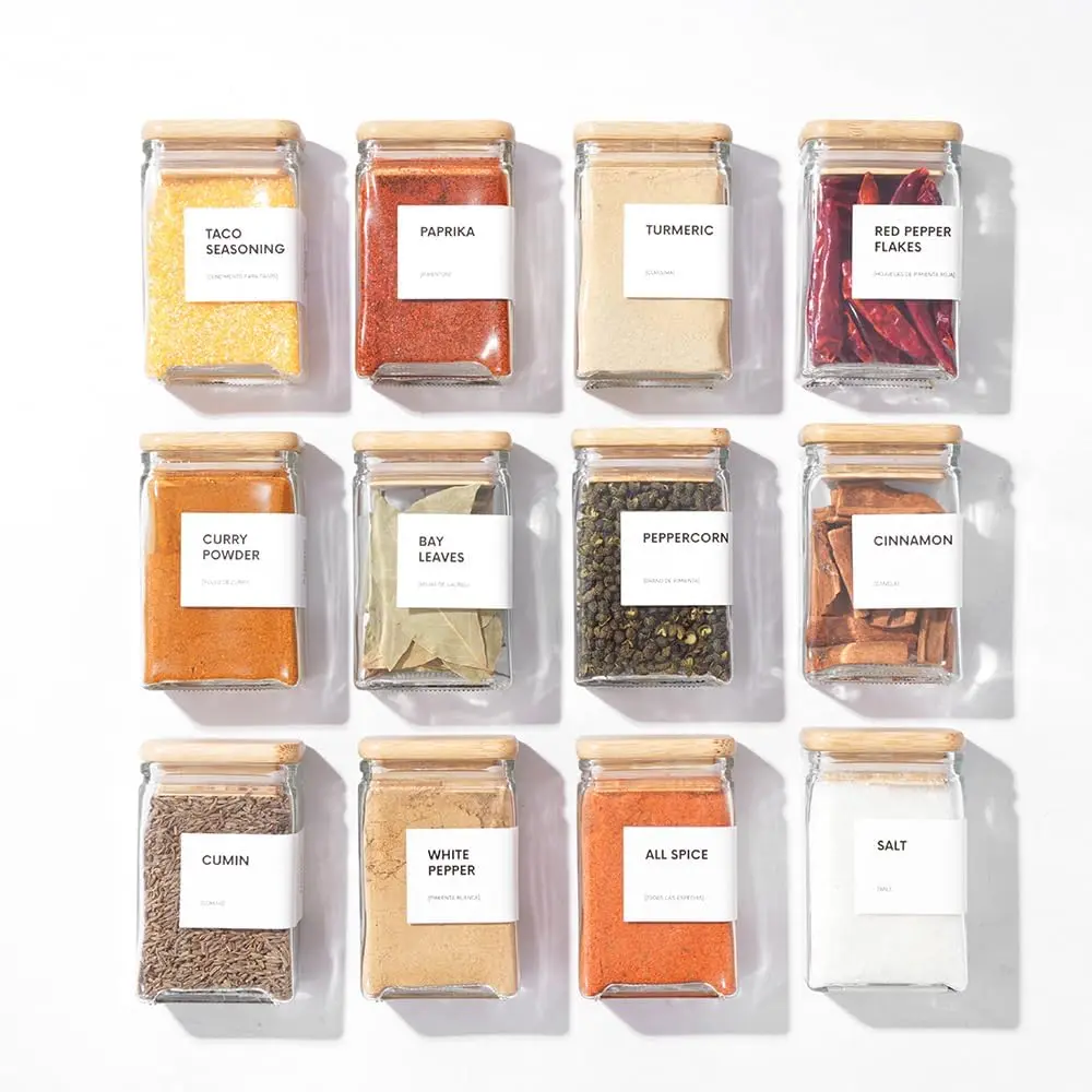 Glass Spice Jars with Labels