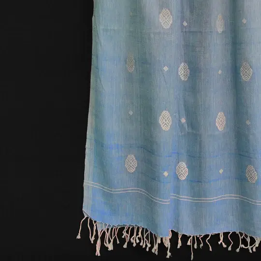 Sky Blue Phoolam Pattern Cotton Stole