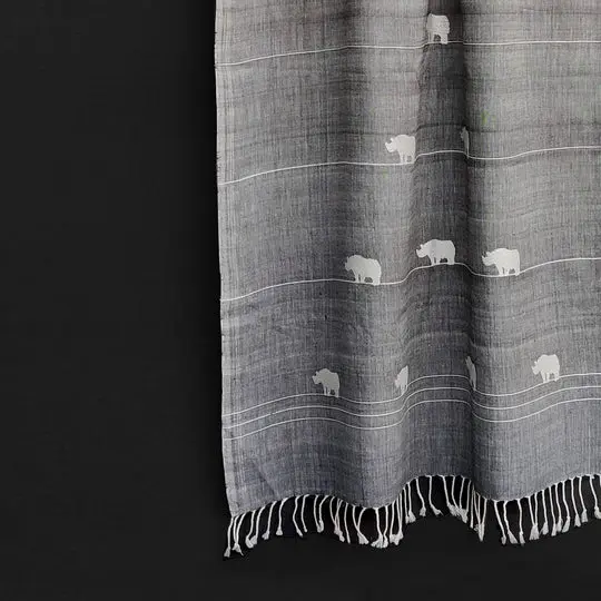 Melange Grey Rhino Pattern Cotton Stole
