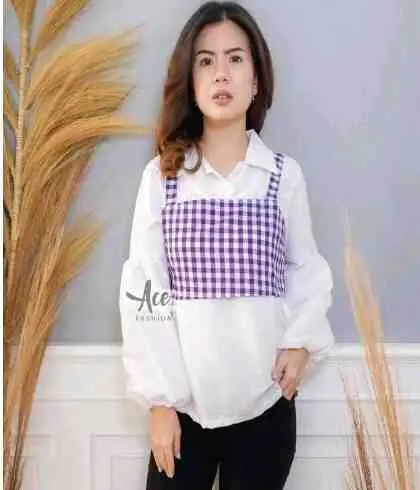 26. Crop top sleeveless tartan kotak2