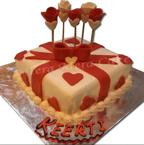 Red Heart Roses 2 Cake
