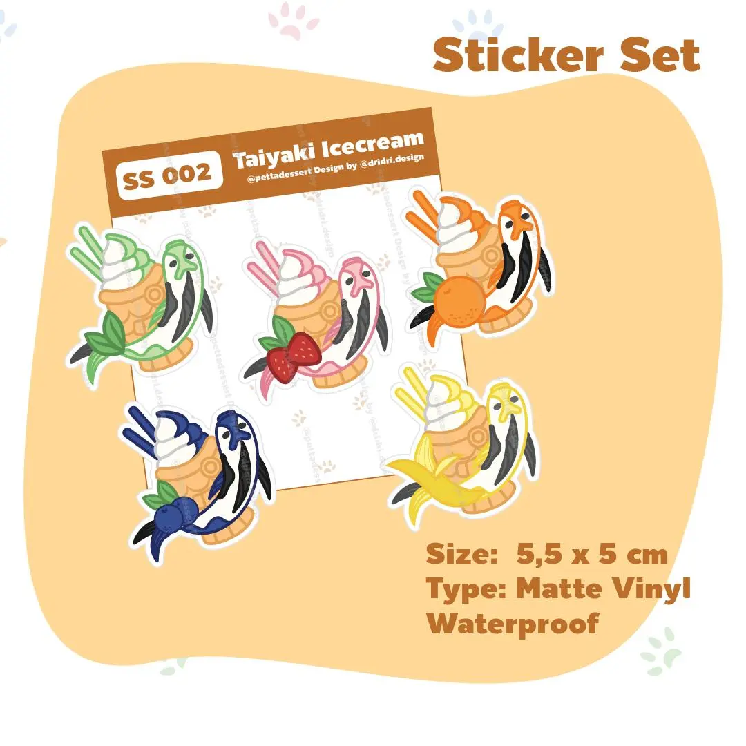 Taiyaki fish Ice cream Stickers
