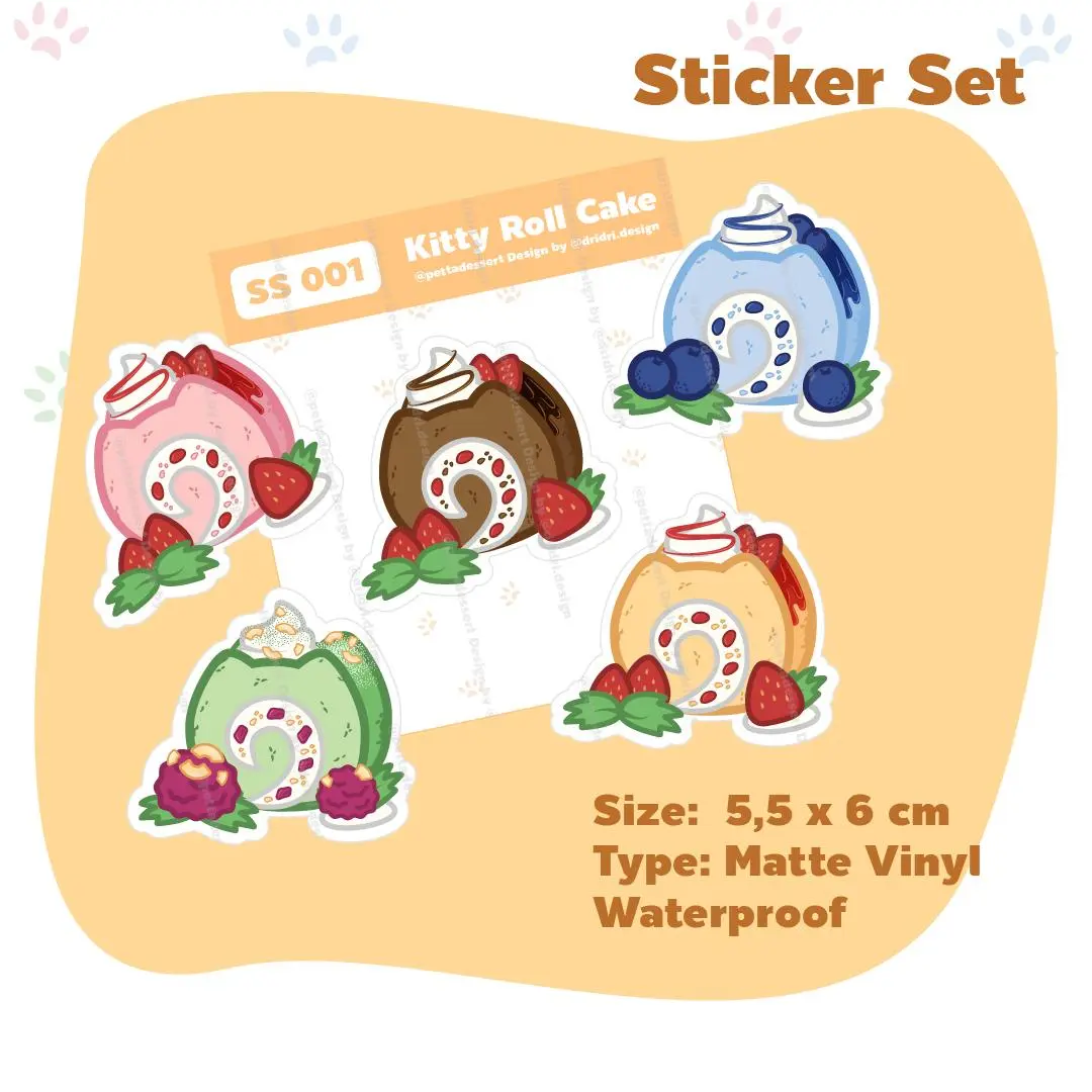 Kitty Roll Cake Sticker