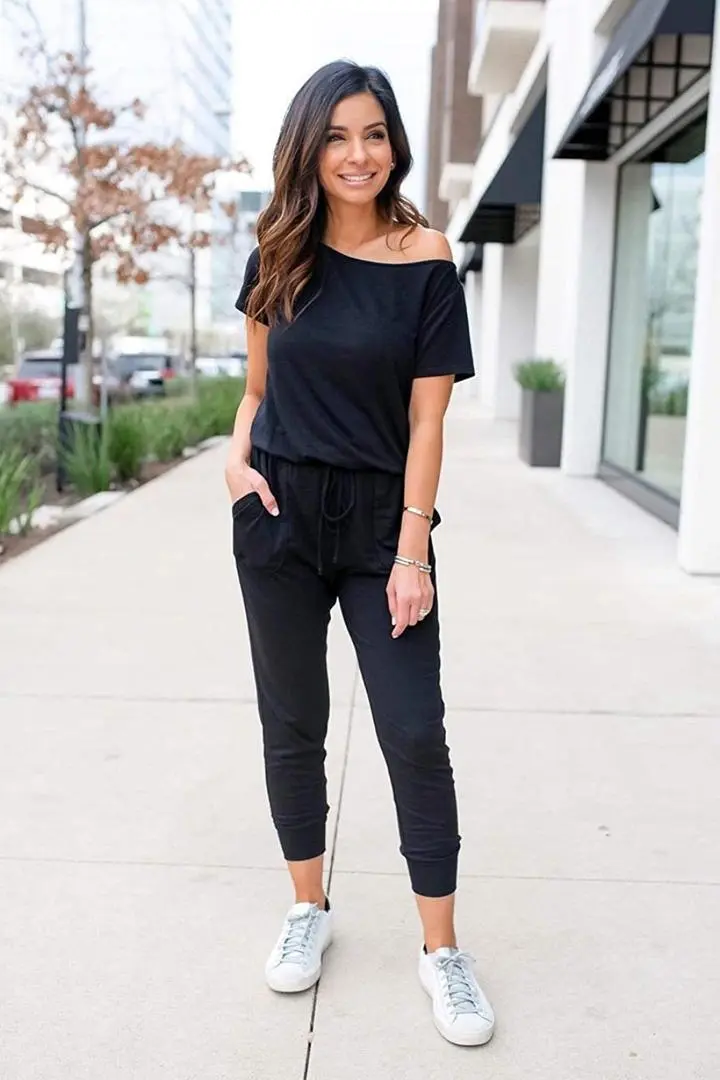 Women's Loose Solid Off Jumpsuit
